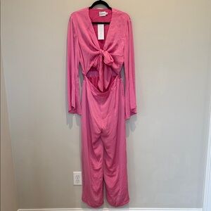 Cutout Tie-Front Pink Jumpsuit